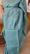 Teal bluetussar silk saree -AD433