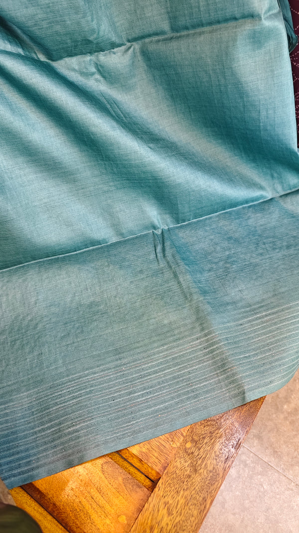 Teal bluetussar silk saree -AD433