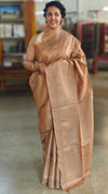 Chocolate brown tussar silk saree -AD433