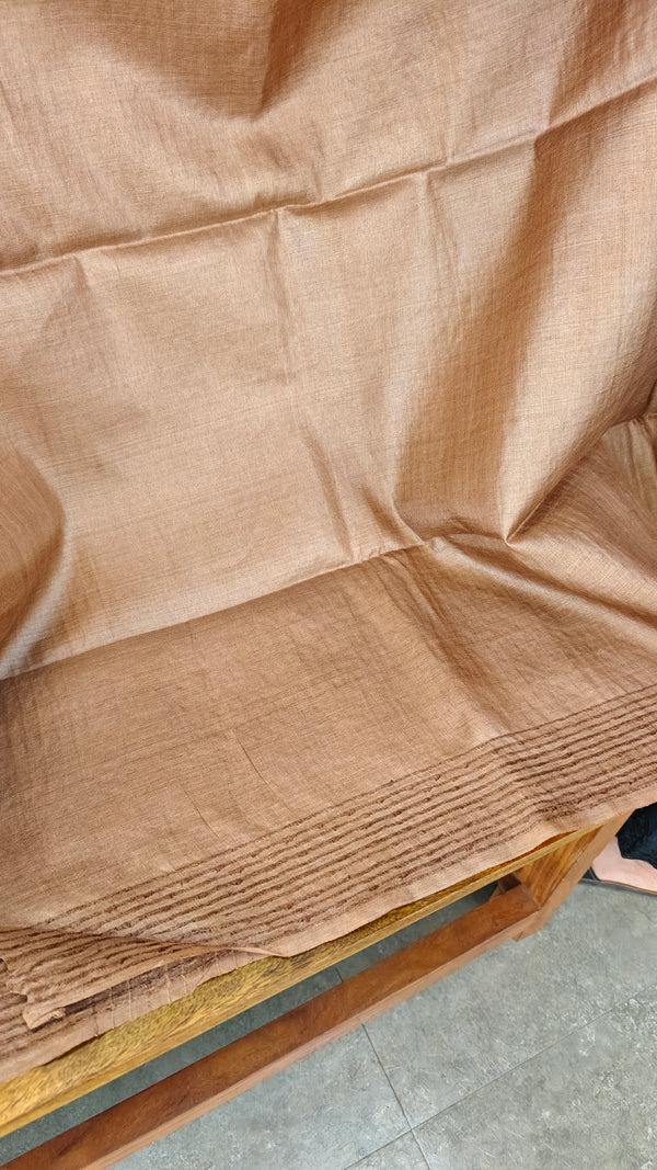 Chocolate brown tussar silk saree -AD433