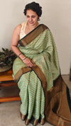 Pista green banarasi saree
