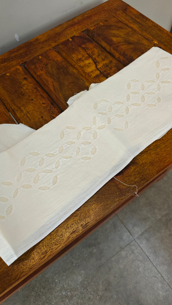 Cream shade - Cotton applique on organdy saree