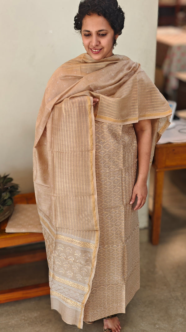Beige chanderi salwar suit