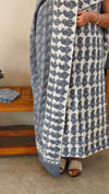 Grey and off white cotton slawar suit