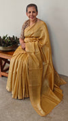 Golden beige viscose tussar saree