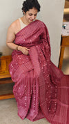 Maroon embroidered tussar silk saree TBR10
