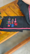 Black super net kota embroidered saree