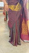 Maroon and brown kanchipuram saree