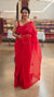 Crimson red kota saree with crochet
