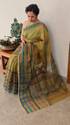 Olive green kota silk saree