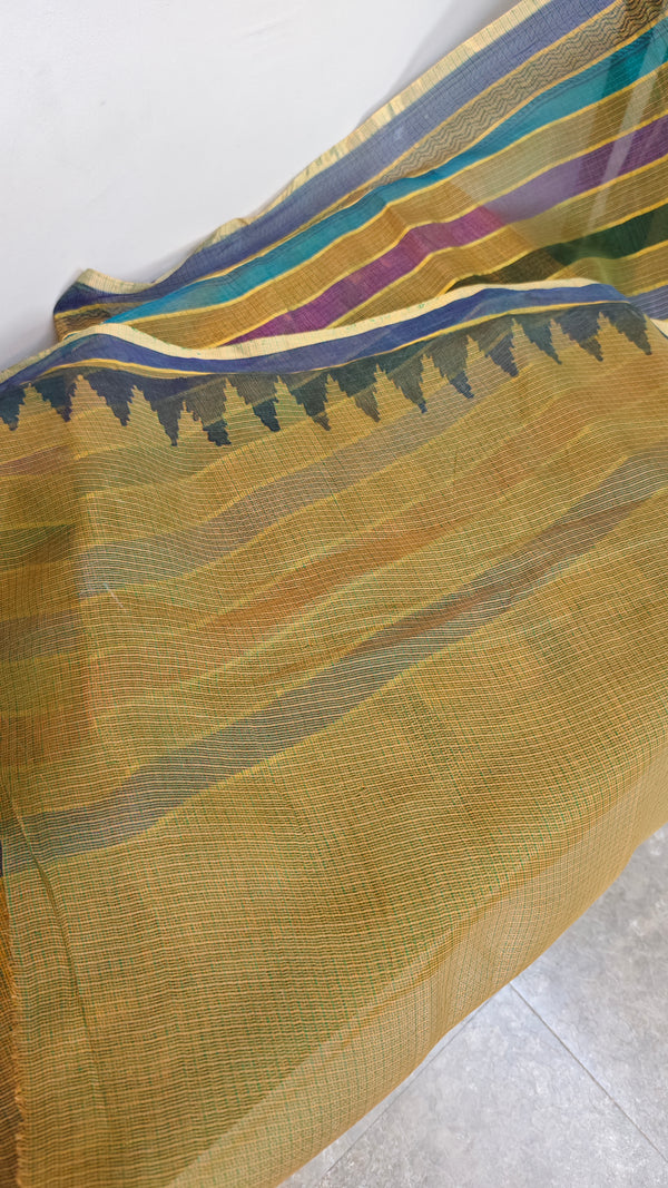 Olive green kota silk saree