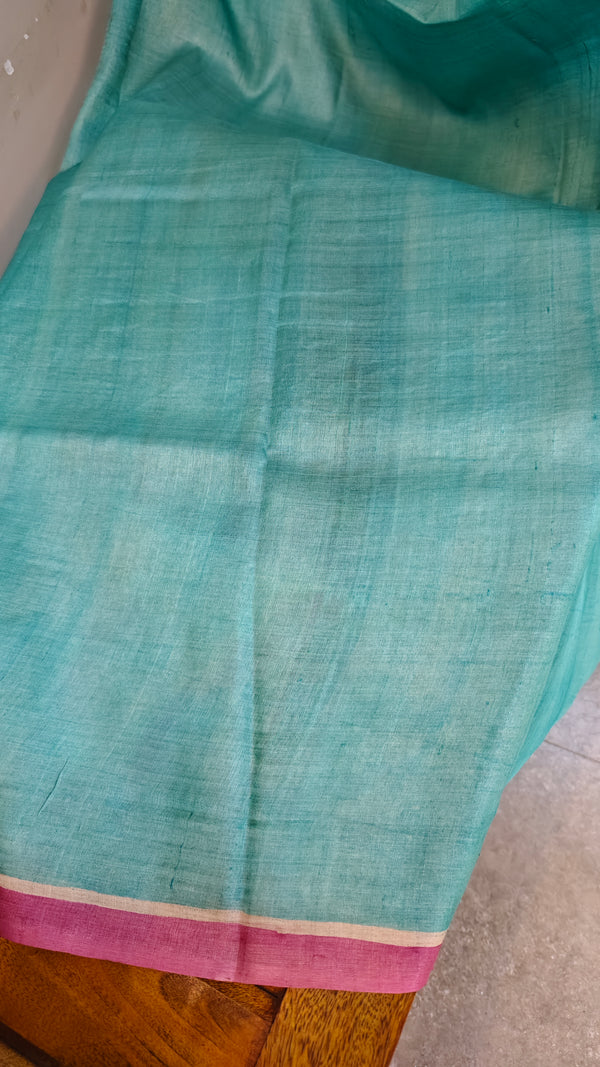 Cream floral painted desi tussar saree