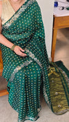 Dark green semi modal bandini saree - AWR12