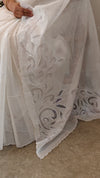 Pearl white organdy applique saree