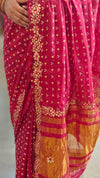 Red semi modal saree with bandini - AWR12