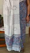 Blue block printed cotton suit