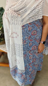 Blue block printed cotton suit