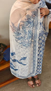Blue and white printed cotton salwar suit