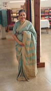 Teal green banarasi silk saree