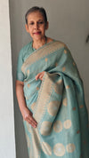 Teal green banarasi silk saree