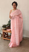 Blush pink organza saree - 5912