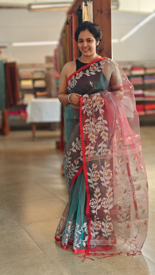 Shaded semi muslin saree