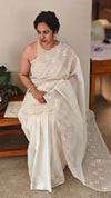 Pearl white net kota saree