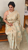 Pista green banarasi party wear saree