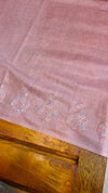 H149 - Dusty mauve embroidered tussar silk saree