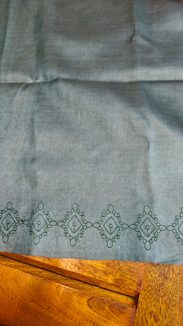 Dark turquoise tussar silk saree