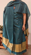 Bottle green tussar silk suit with zari patta - EN08