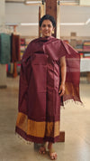 Deep Maroon tussar silk suit with zari patta - EN08