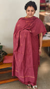 Maroon semi tussar suit