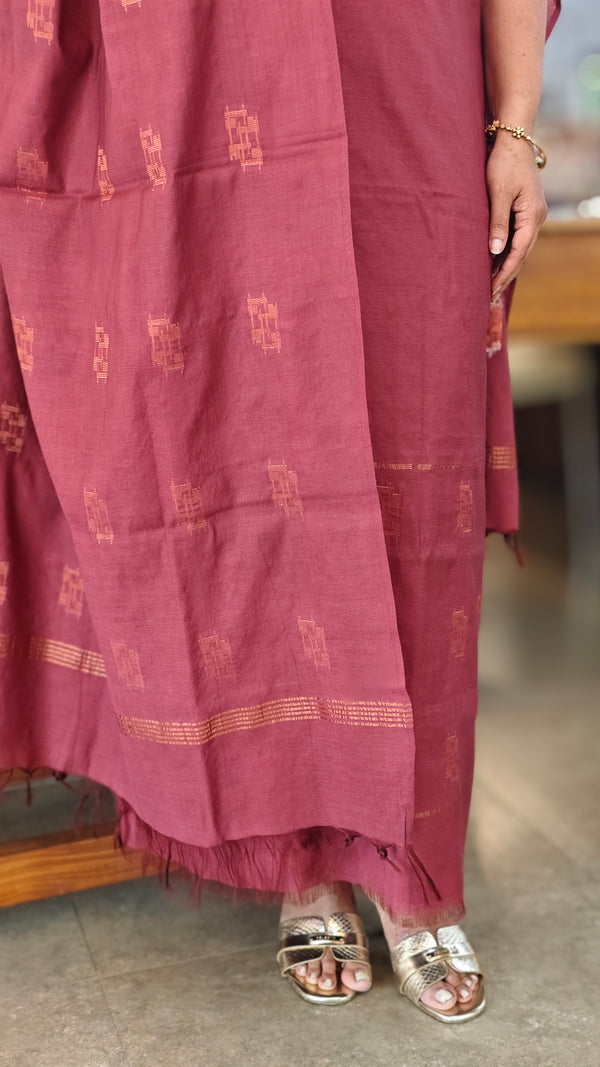 Maroon semi tussar suit