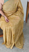 Mustard embroidered silk saree - T201