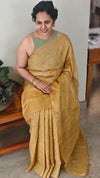 Mustard embroidered silk saree - T201