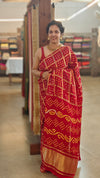 Red Gajji silk bandini saree