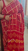 Red Gajji silk bandini saree