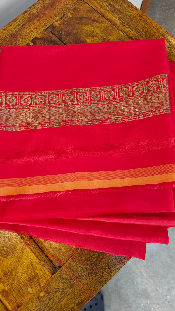 Beige and red banarasi silk saree