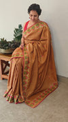 Copper brown semi katan silk saree