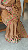 Copper brown semi katan silk saree