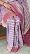 Lavender and pink georgette banarasi silk saree