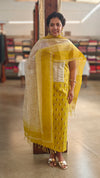 Mustard and white cotton salwar suit