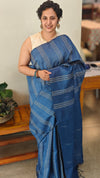 Classic blue tussar silk saree - 71DG
