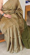 Olive green tussar silk saree - 71DG