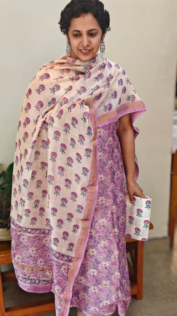 Lilac maheshwari salwar suit