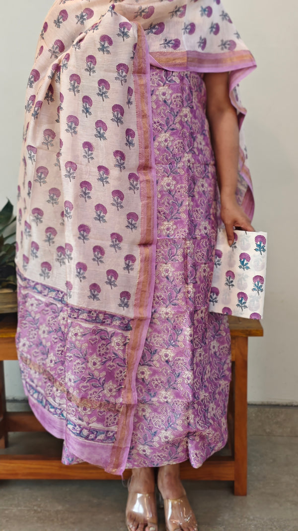 Lilac maheshwari salwar suit