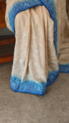 Off white and blue desi tussar silk saree