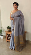 Dusty lavender tussar silk saree
