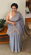 Dusty lavender tussar silk saree